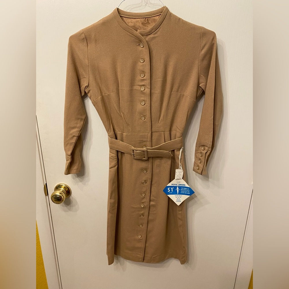 Vintage Tan Button-Down Dress
